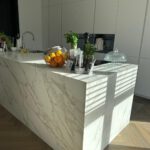 Inselblock Keramik "Calacatta" satiniert